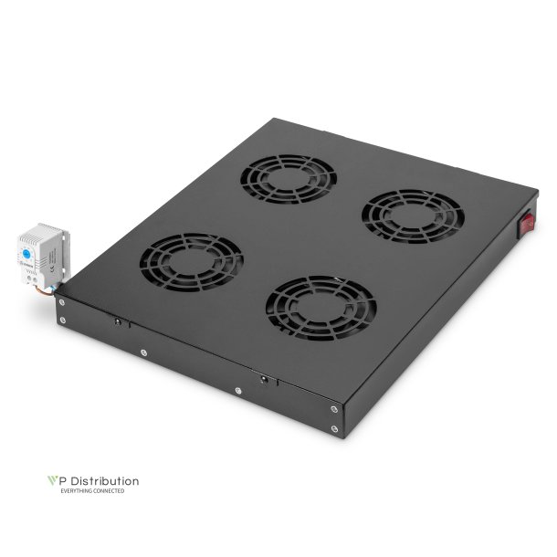 Digitus Ventilation unit for 483 mm (19") installation 4 fans, thermostat, switch, black (RAL 9005)