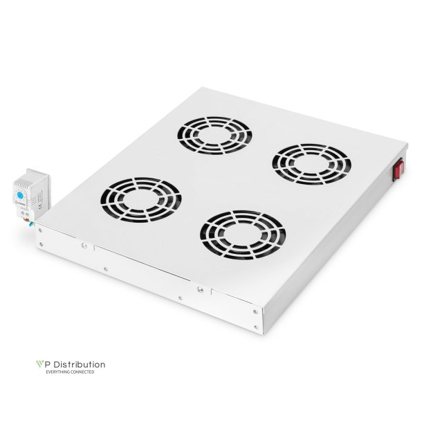 Digitus Ventilation unit for 483 mm (19") installation 4 fans, thermostat, switch, grey (RAL 7035)