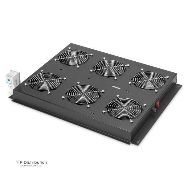Digitus Roof vent. unit, Unique server racks 6 fans, thermostat, switch, black (RAL 9005)