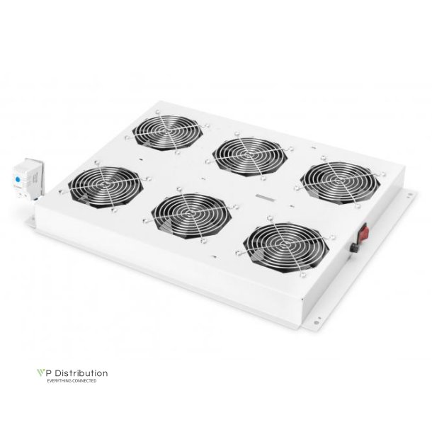 Digitus Roof vent. unit, Unique server racks 6 fans, thermostat, switch, grey (RAL 7035)