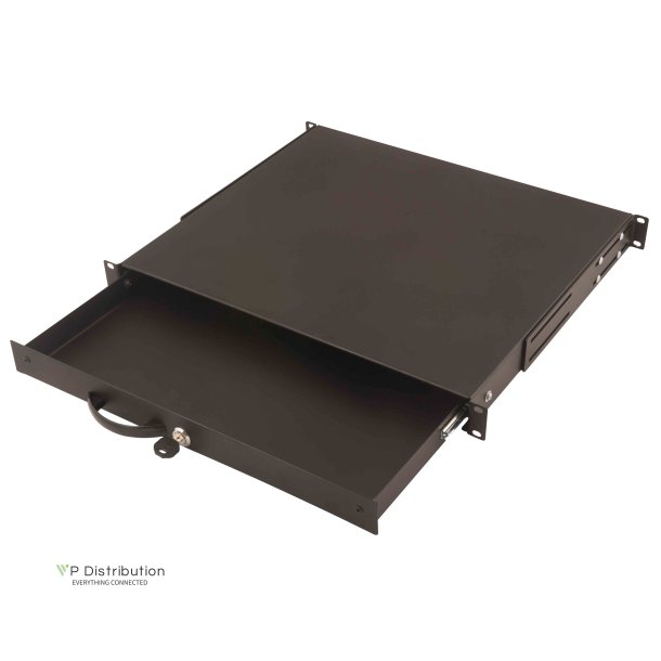 Digitus 1U lockable drawer with handle 44x481x400 mm, color black (RAL 9005)