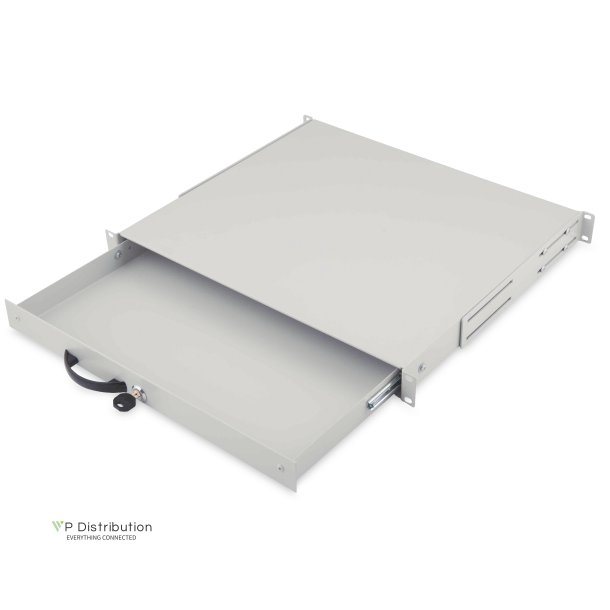 Digitus 1U lockable drawer with handle 44x481x400 mm, color grey (RAL 7035)