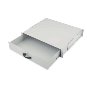 Digitus 2U lockable drawer with handle 88x481x400 mm, color grey (RAL 7035)