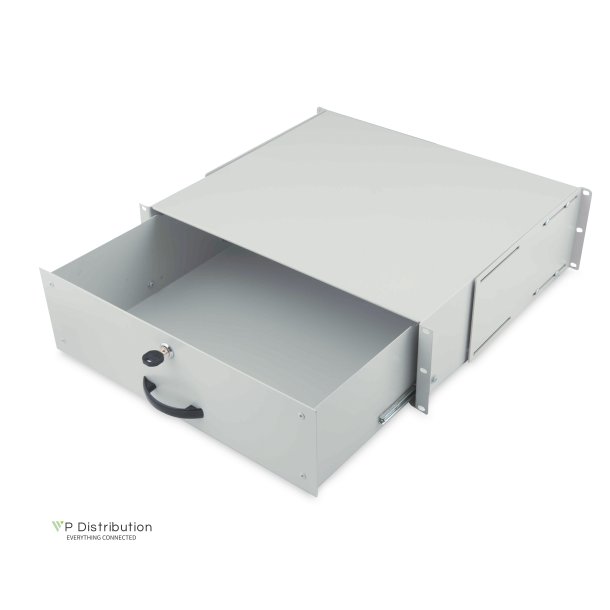 Digitus 3U lockable drawer with handle 132x481x400 mm, color grey (RAL 7035)