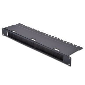 Digitus 1U cable management panel with 30x400 mm brush 480x120 mm cable fixing tray, black (RAL 9005)