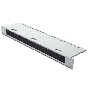 Digitus 1U cable management panel with 30x400 mm brush 480x120 mm cable fixing tray, grey (RAL 7035)