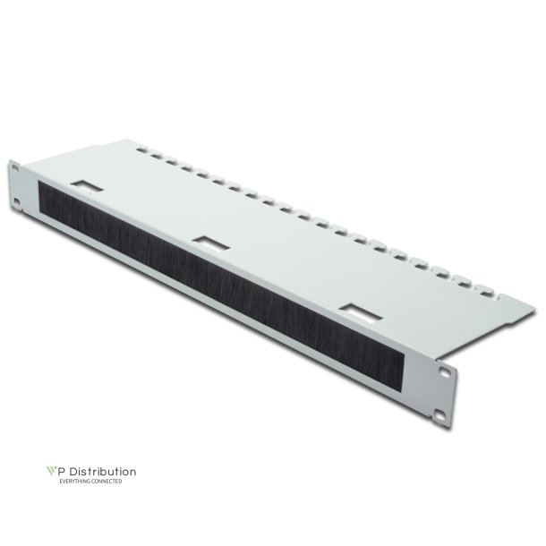Digitus 1U cable management panel with 30x400 mm brush 480x120 mm cable fixing tray, grey (RAL 7035)
