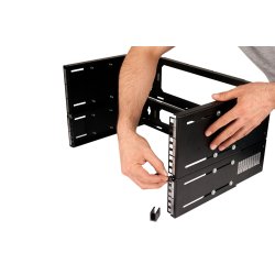 Digitus 4U wall mounting patch bracket, 195x505x250 mm adjustable depth, stackable, black (RAL 9005)