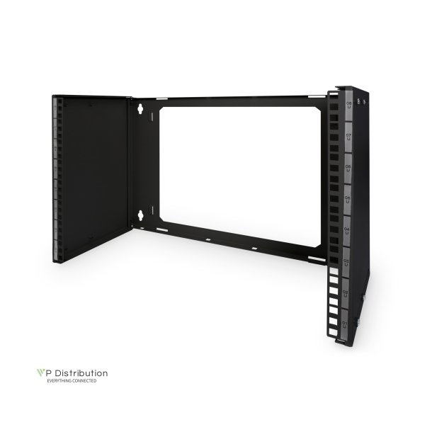 Digitus 8U wall mounting patch bracket, 372x505x250 mm adjustable depth, stackable, black (RAL 9005)