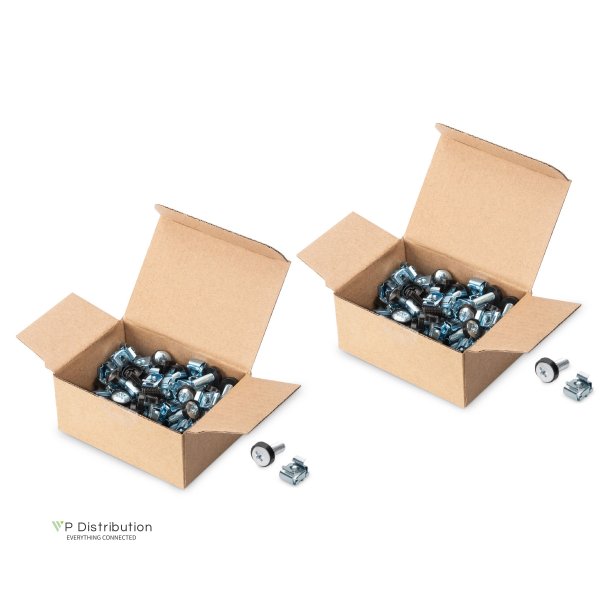 M6 installation screw set, 100 pieces 100x silver screws, cage nuts and washers