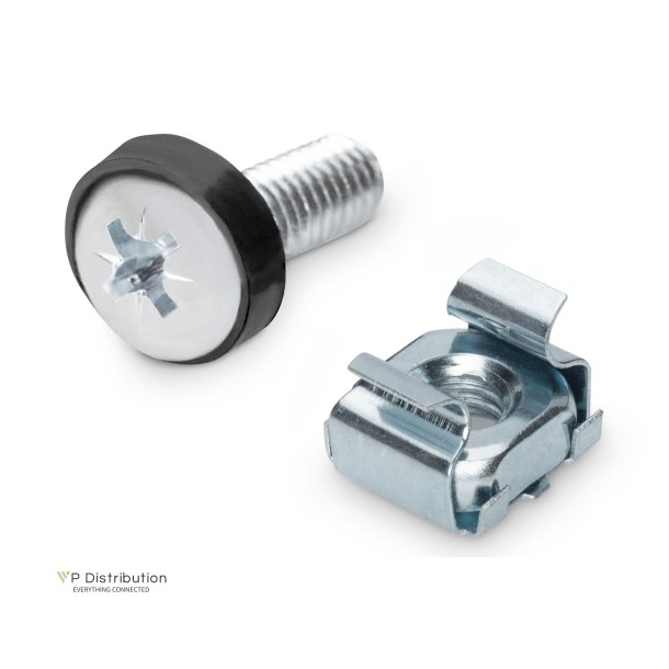 Digitus M6 installation screw set, 50 pieces 50x silver screws, cage nuts and washers