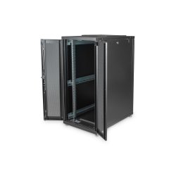 Digitus 26U server rack, Unique, 1340x600x1000 mm perforated steel doors, color black (RAL 9005)