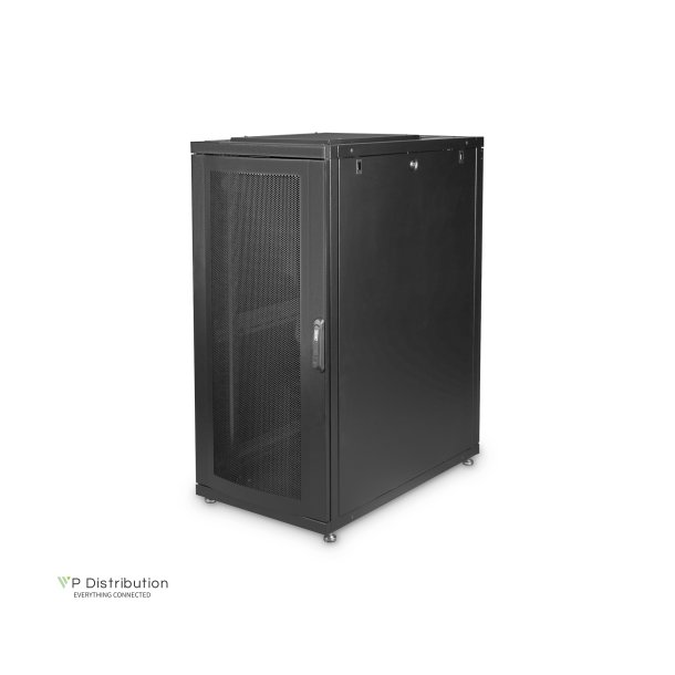 Digitus 26U server rack, Unique, 1340x600x1000 mm perforated steel doors, color black (RAL 9005)