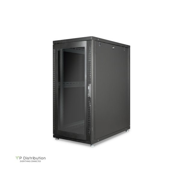 Digitus 26U server rack, Unique, 1340x600x1000 mm steel front door w. plexi glass, black (RAL 9005)