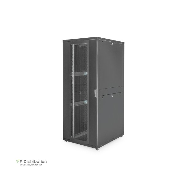 Digitus 42U server rack, Unique, 2050x800x1000 mm perforated steel doors, color black (RAL 9005)