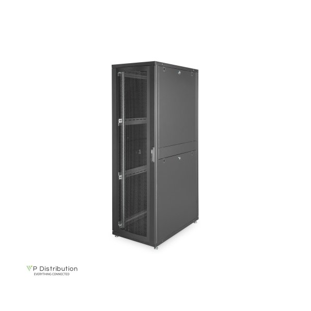 Digitus 42U server rack, Unique, 2050x600x1000 mm perforated steel doors, color black (RAL 9005)