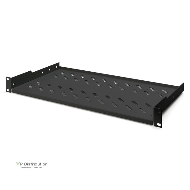 Digitus 1U fixed shelf for racks from 400 mm depth 45x482x250 mm, up to 15 kg, black (RAL 9005)