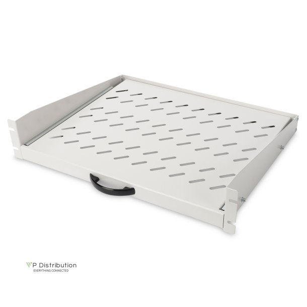 Digitus 2U extendib. shelf for cabinets from 450 mm depth 88x483x352 mm, up to 30 kg, grey (RAL 7035)