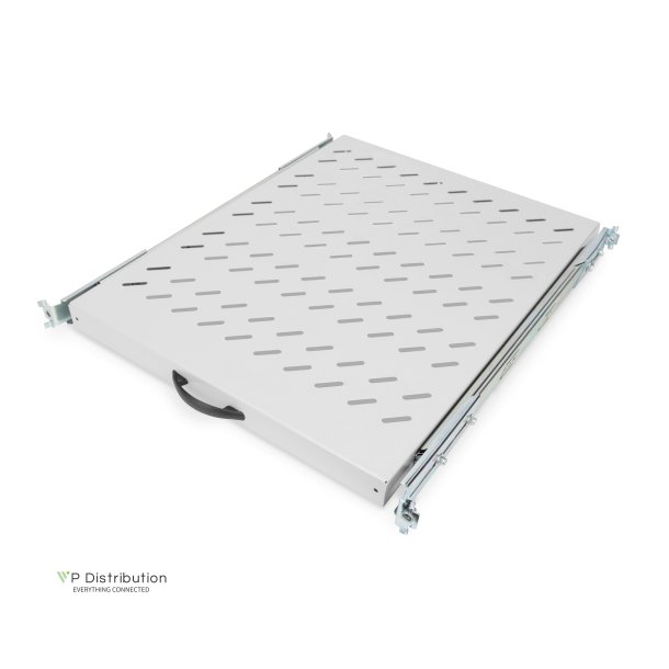 Digitus 1U extendible shelf for 800 mm depth racks 40x484x568 mm, up to 25 kg, grey (RAL 7035)