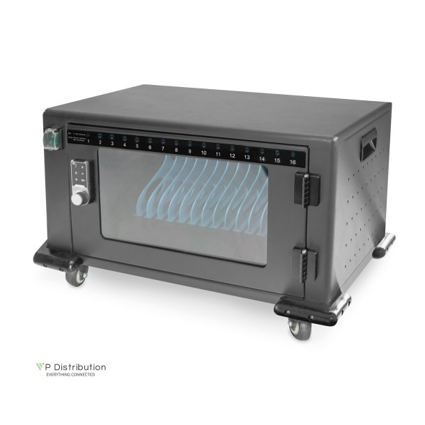 Digitus Charging trolley, 14", USB-C, electronic PIN lock 16 charge bases, fan, 384 x 550 x 375 mm
