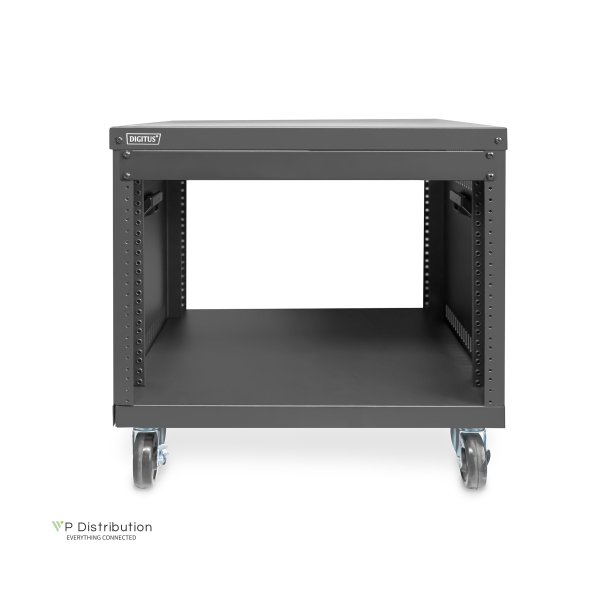 Digitus 8U AVS rack, 420 x 507 x 460 mm threaded mounting holes, castors, bl