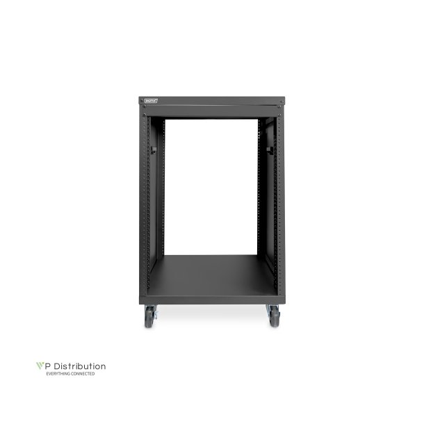 Digitus 16U AVS rack, 780 x 507 x 460 mm threaded mounting holes, castors, bl