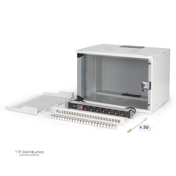 19" network bundle, 7U cabinet and equipment, gr SOHO Pro version, unmounted