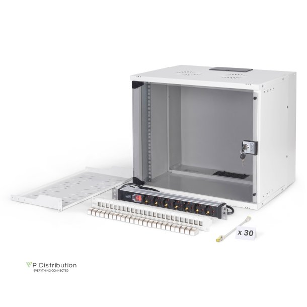 19" network bundle, 9U cabinet and equipment, gr SOHO Pro version, unmounted