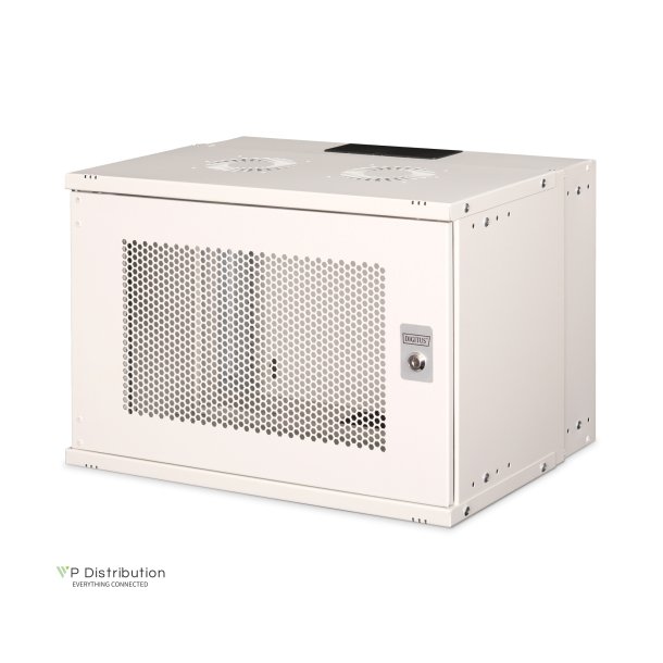 19" 7U wall mounting cabinet, SOHO Pro perforated door, 370 x 540 x 400 mm, unmounted, gr