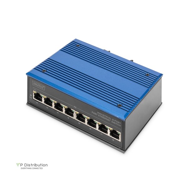 Digitus Industrial 8-Port Fast Ethernet Switch DIN rail, extended temp. range