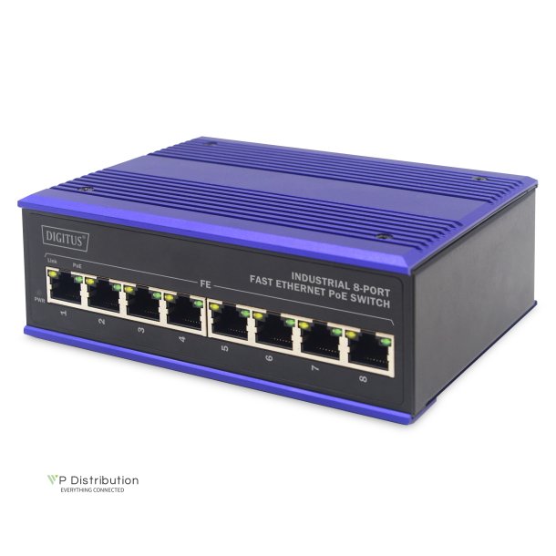 Digitus Industrial 8-Port Fast Ethernet PoE Switch DIN rail, extended temp. range