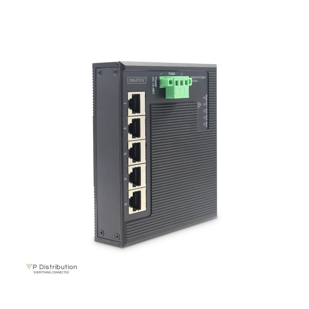 Digitus Industrial 5-Port Gigabit Flat Switch 5-port, DIN rail, extended temp. range