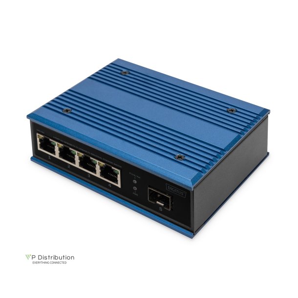 Digitus Industrial 4+1 Port Fast Ethernet Switch Unmanaged, 4 RJ45 Ports 10/100 Mbits