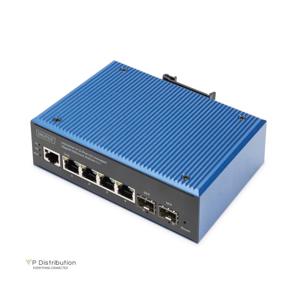 Digitus Ind. 4+2-Port Gigabit L2 managed Ethernet POE Swit 4 x GE RJ45 + 2 SFP Port, IEEE802.3at (30W)