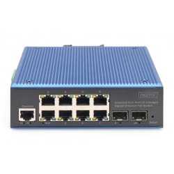 Digitus Ind. 8+2-Port Gigabit L2 managed Ethernet PoE Swit 8 x GE RJ45 + 2 SFP Port, IEEE802.3at (30W)