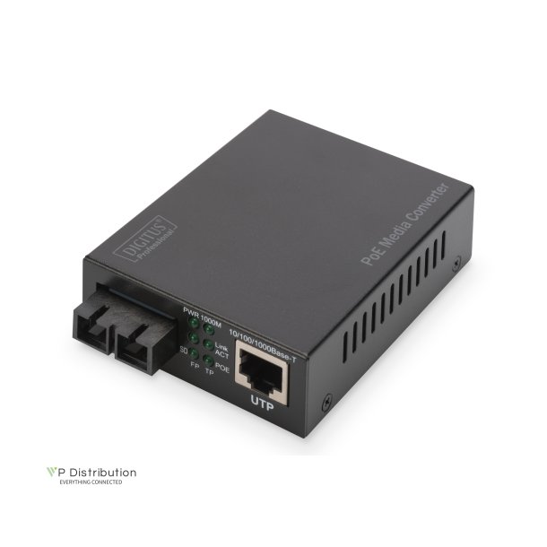 Digitus Gigabit Ethernet PoE+ Media Converter, Multimode 802.3at, 30W, SC connector, up to 0.5km