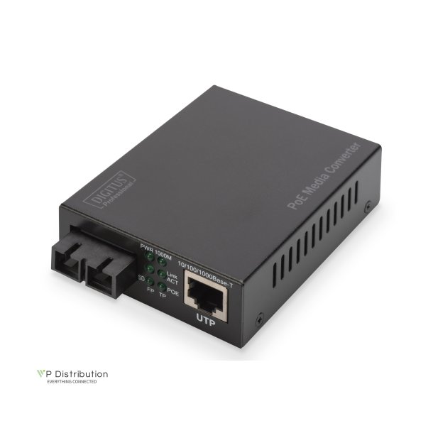 Digitus Gigabit Ethernet PoE+ Media Converter, Singlemode 802.3at, 30W, SC connector, up to 20km