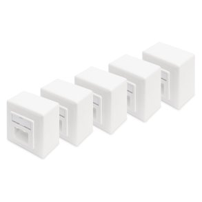 CAT 6 wall outlet, shielded, 2x RJ45 8P8C, LSA, pure white, surface mount, set=5 pcs.