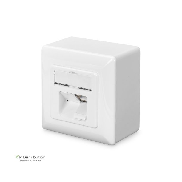 CAT 6 wall outlet, shielded, 2x RJ45 8P8C, LSA, pure white, surface mount