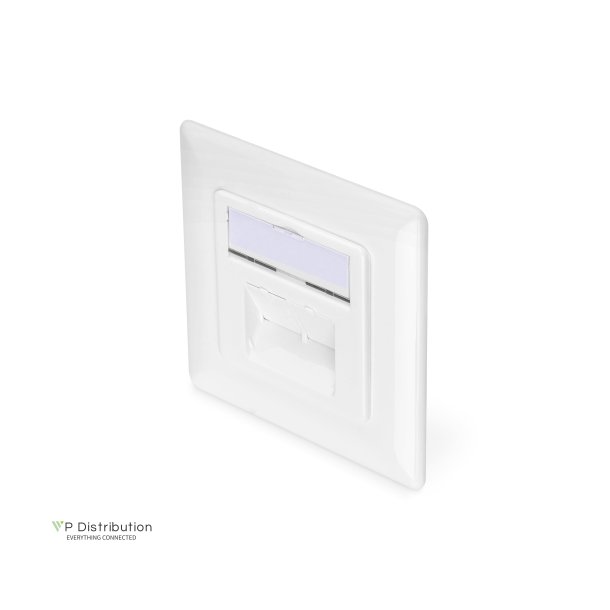 CAT 6A Class EA network outlet, shielded, 2x RJ45 LSA, pure white, flush mount, vert. cable install.