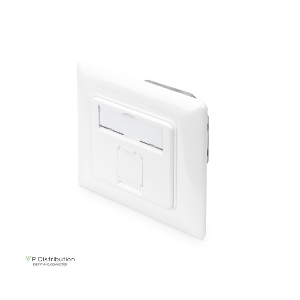 CAT 6A Class EA network outlet, shielded 1x RJ45, LSA, pure white, flush mount, 8 direction