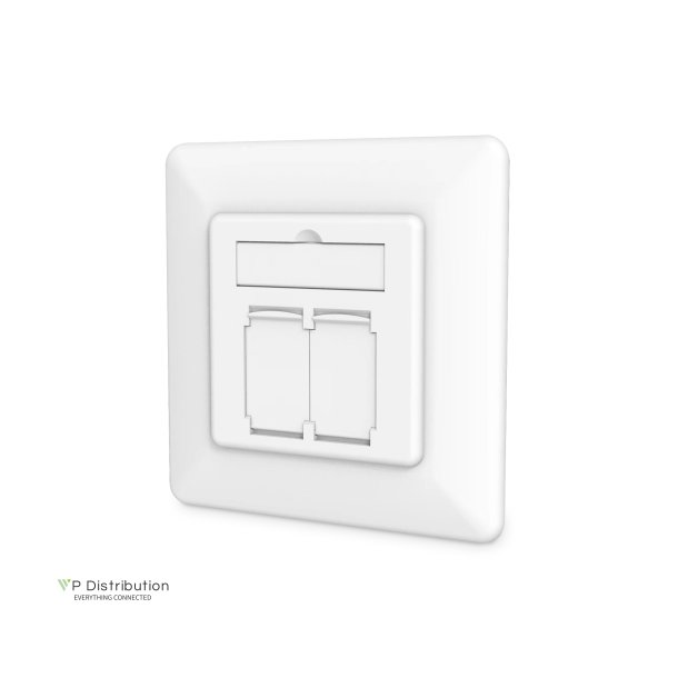 CAT 6A Class EA network outlet, shielded 2x RJ45, LSA, pure white, flush mount, 8 direction