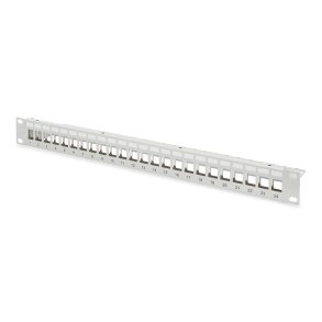 Modular Patch Panel, shielded 24-port, blank, 1U, rack mount, grey RAL 7035