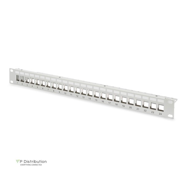 Modular Patch Panel, shielded 24-port, blank, 1U, rack mount, grey RAL 7035
