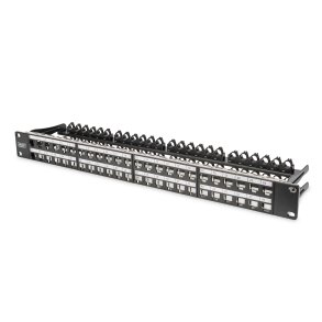 Modular Patch Panel, shielded, 48-port label field, 1U, rack mount, black RAL 9005
