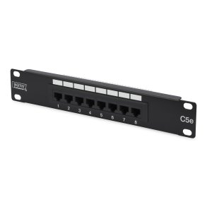 CAT 5e Patch Panel, unshielded, 8-port RJ45, 8P8C LSA, 1U, 254 mm(10