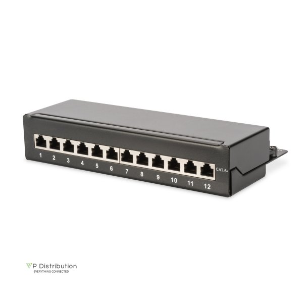 Desktop CAT 6A  Patch Panel, shielded Class EA, 12-port RJ45, 8P8C, LSA