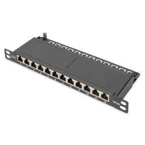 CAT 6A Patch Panel, shielded,12-Port 1/2U, 10
