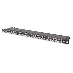 CAT 6 Patch Panel, shielded,24-port RJ45 with shutter, 8P8C, LSA, 0.5U, 19