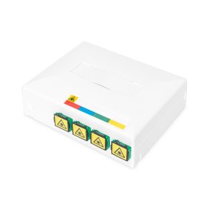 Digitus FTTH Outlet, with 4x SC (APC) SX adapter surface and DIN-rail mount